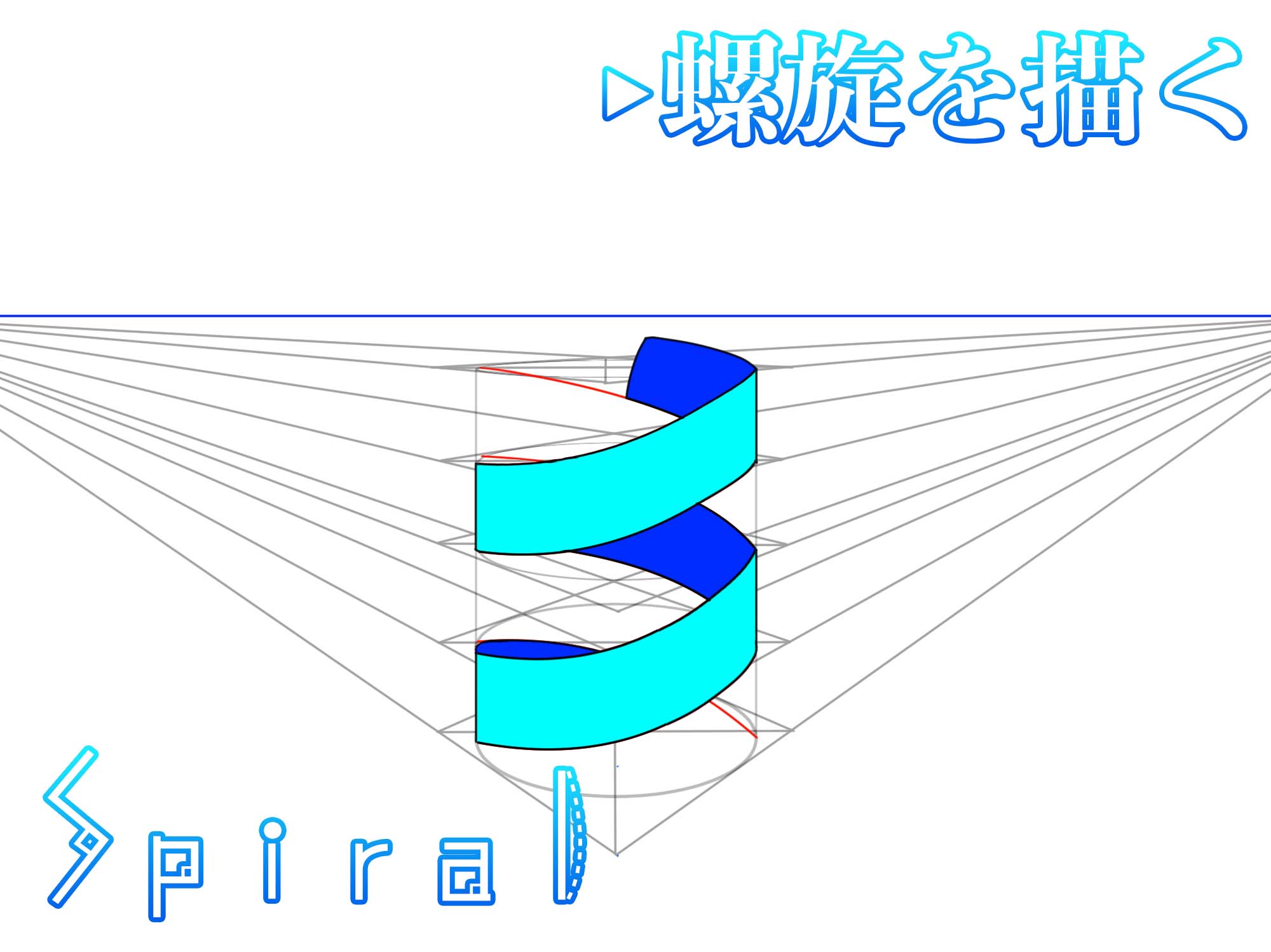 パースを使って螺旋を描く方法 パース応用 ナツヲカケル 兼業クリエイター雑記