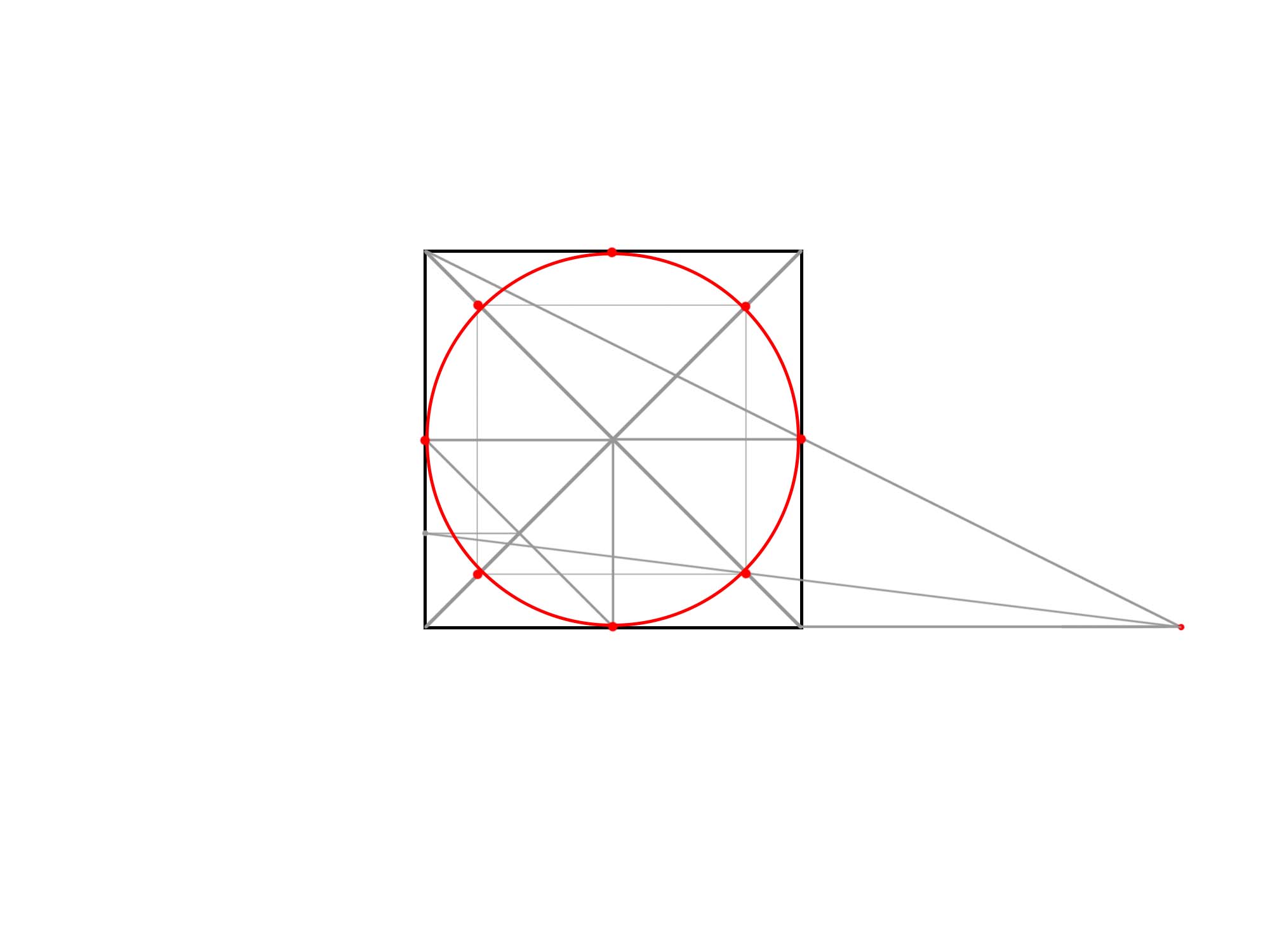 正方形を使って円を描く⑦