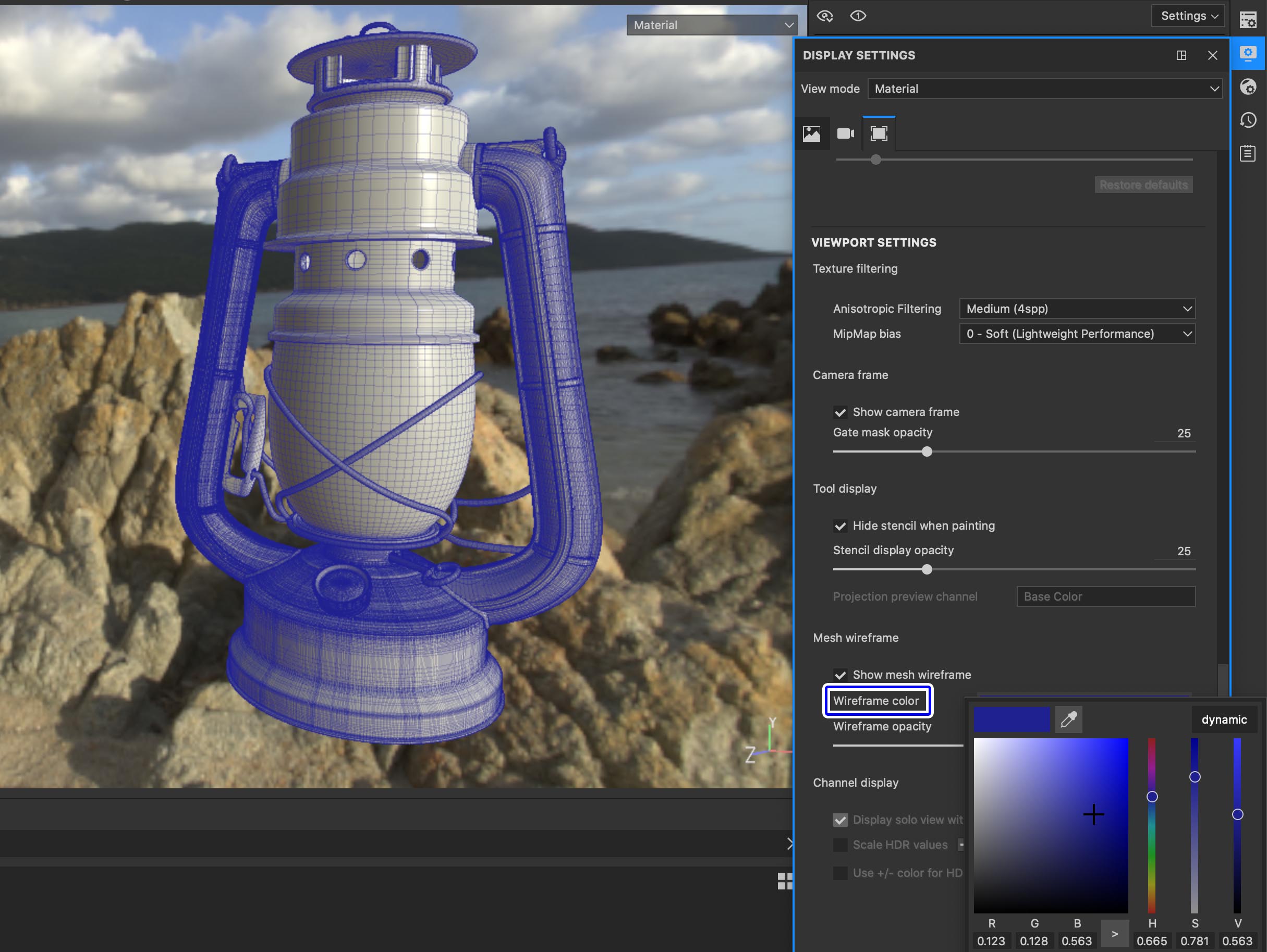 Substancepainter ワイヤーフレームを表示してペイントする ナツヲカケル 兼業クリエイター雑記